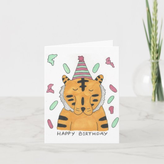 Tiger Birthday Card Kaart (Voorkant)