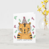 Tiger Birthday Card Kaart (Gele Bloem)