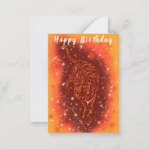 Tiger Birthday Kaart loopt in de Sterrennacht Notitiekaartje