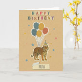 Tiger Birthday Kaart – Persoonlijke naam (Gele Bloem)