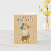 Tiger Birthday Kaart – Retro Collage Style (Gele Bloem)