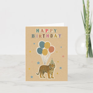 Tiger Birthday Kaart – Retro Collage Style