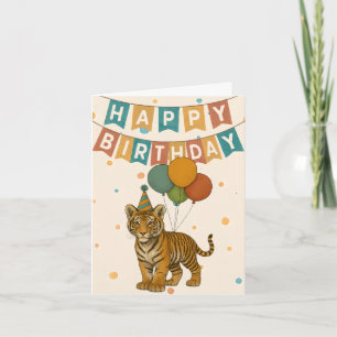 Tiger Birthday Kaart - Schattige Oerwoud Dier