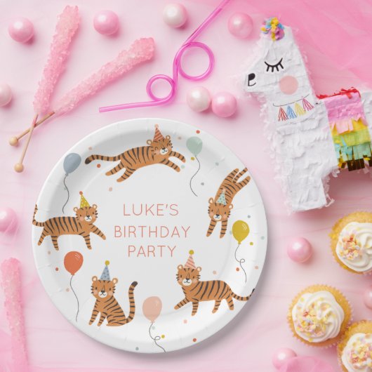 Tiger Birthday Papieren Bordje (Feest)