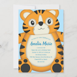 Tiger Birthday Party Blue Kaart