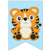 Tiger Birthday Party Blue Vlaggetjes (Eerste vlag)