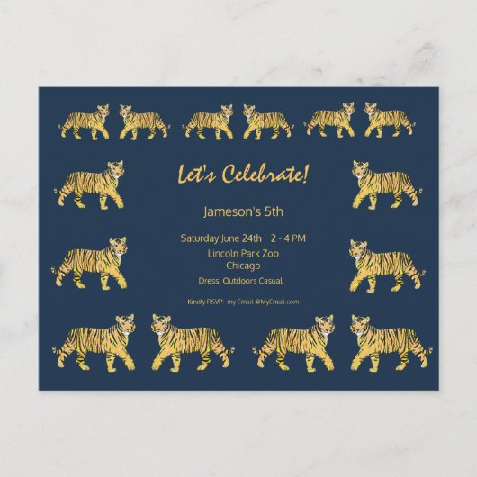 Tiger Birthday Party Invitation Briefkaart (Voorkant)