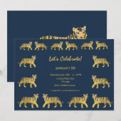 Tiger Birthday Party Invitation Kaart (Voorkant / Achterkant)