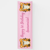 Tiger Birthday Party Pink Spandoek (Verticaal)