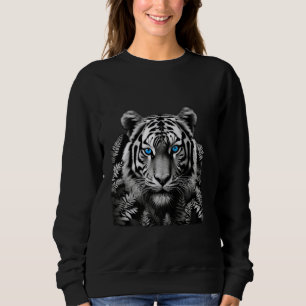 Tiger Black White Art met prachtige blauwe ogen Trui