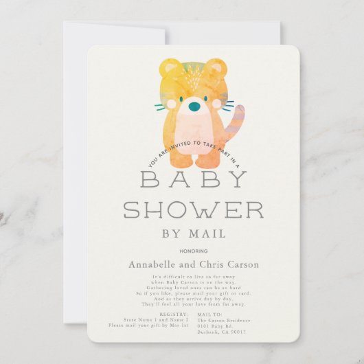 Tiger Blue Boy Baby shower per post Kaart (Voorkant)