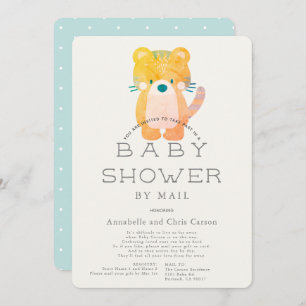 Tiger Blue Boy Baby shower per post Kaart