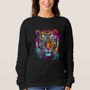 Tiger Blue Eyes Kunstwerk Kleurrijk Dierlijk Motie Trui