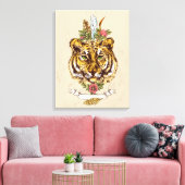 Tiger Boho Style Portret Canvas Afdruk (Insitu (Woonkamer))