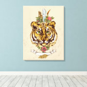 Tiger Boho Style Portret Canvas Afdruk (Insitu (Houten vloer))