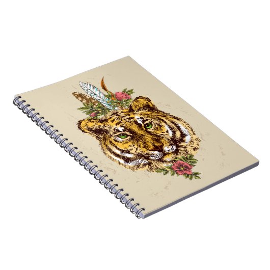 Tiger Boho Style Portret Notitieboek (Rechterzijde)