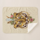 Tiger Boho Style Portret Sherpa Deken (Voorkant (horizontaal))