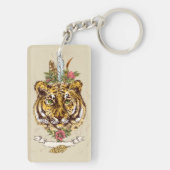 Tiger Boho Style Portret Sleutelhanger (achterkant)