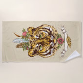 Tiger Boho Style Portret Strandlaken (Voorkant)
