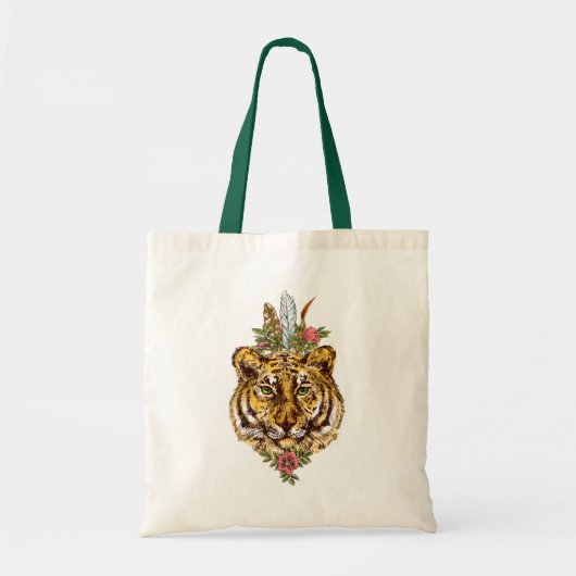 Tiger Boho Style Portret Tote Bag (Voorkant)