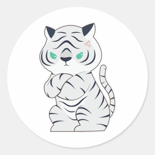 Tiger boos ronde sticker (Voorkant)