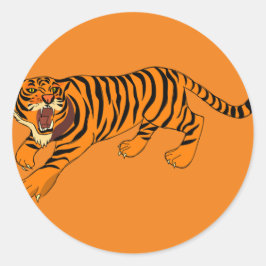 tiger-boos-verdediging-strepen-luid ronde sticker