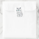 Tiger boos vierkante sticker (Tas)