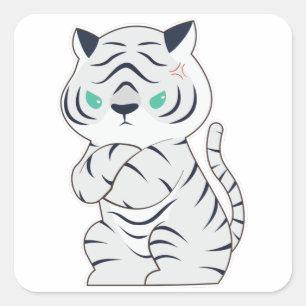 Tiger boos vierkante sticker