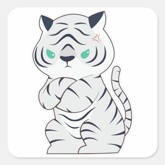 Tiger boos vierkante sticker (Voorkant)