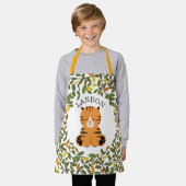 Tiger Botanische groen Kinder Schort (Gedragen)