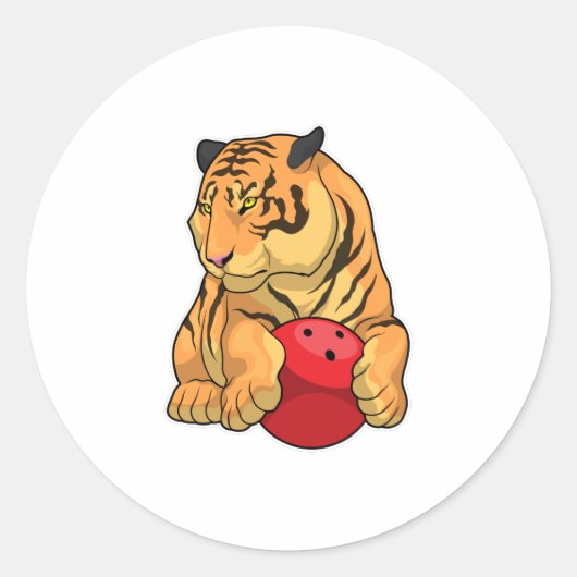 Tiger Bowling Bowling ball Ronde Sticker (Voorkant)