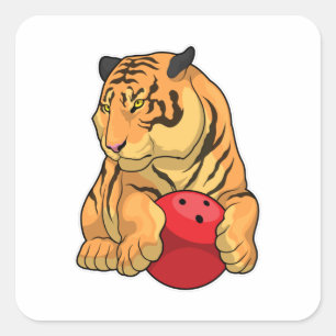 Tiger Bowling Bowling ball Vierkante Sticker