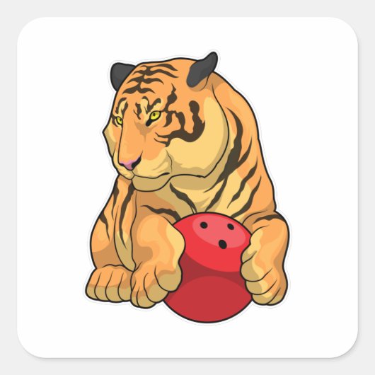 Tiger Bowling Bowling ball Vierkante Sticker (Voorkant)