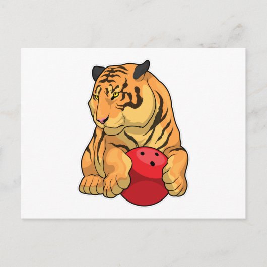 Tiger Bowling Bowlingbal Briefkaart (Voorkant)