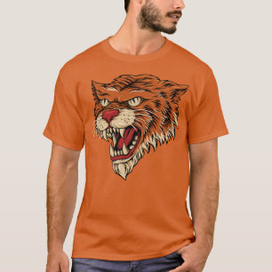 Tiger boze aanval retro illustratie t-shirt