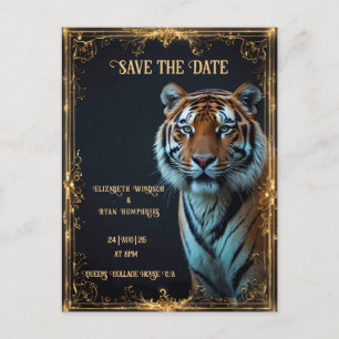 Tiger bruiloft uitnodiging op zwart