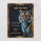 Tiger bruiloft uitnodiging op zwart (Voorkant)