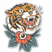Tiger brullende Sticker (Voorkant)