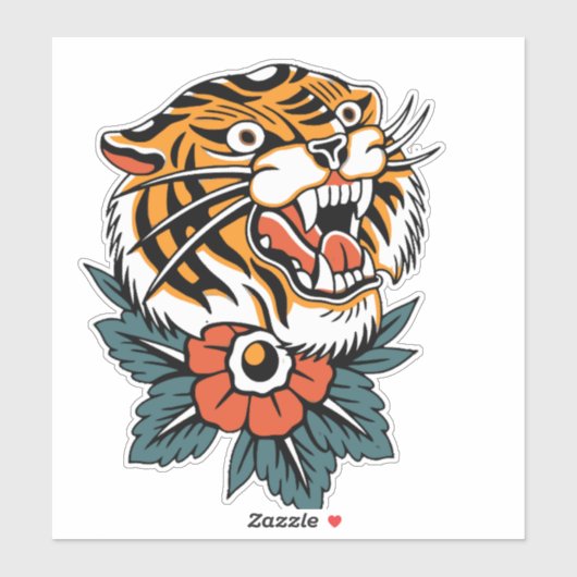 Tiger brullende Sticker (Vel)
