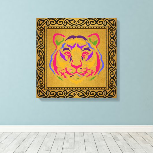 Tiger Canvas afdrukken (Insitu (Houten vloer))