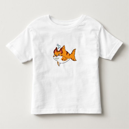 Tiger cat as Shark in Water.PNG Kinder Shirts (Voorkant)