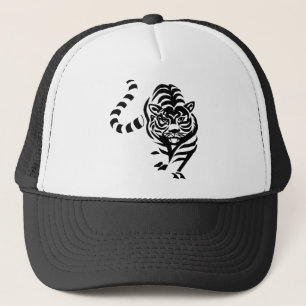 Tiger Cat Big Black White Stripes Prowl Walk Trucker Pet