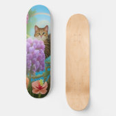 Tiger Cat en Lila Bouquet Persoonlijk Skateboard (Voorkant)