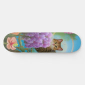Tiger Cat en Lila Bouquet Persoonlijk Skateboard (Horizontaal)