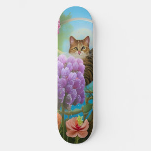 Tiger Cat en Lila Bouquet Persoonlijk Skateboard