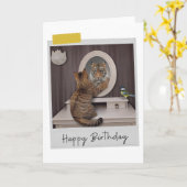 Tiger Cat Funny Birthday Card Kaart (Gele Bloem)