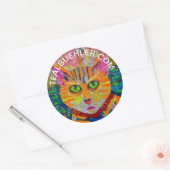 Tiger Cat Ronde Sticker (Envelop)