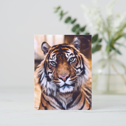 Tiger Cat sluit gekleurde wilde dieren af Briefkaart (Staand voorkant)