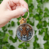 Tiger Cat Stripes Oerwoud Mist Animal Sleutelhanger (Hand)
