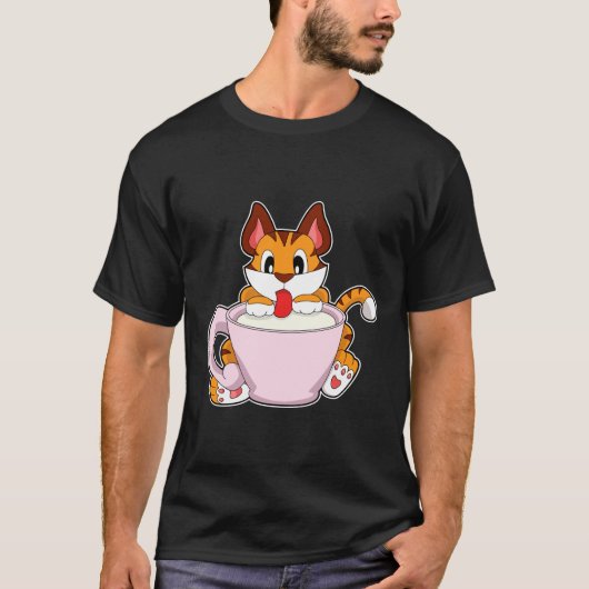 Tiger cat with Cup of Milk.PNG T-shirt (Voorkant)